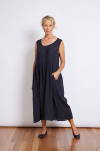 Josephine linen sleeveless dress with front detailing