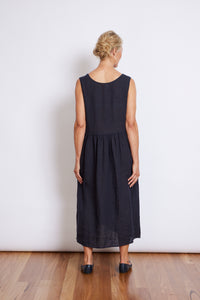 Josephine linen sleeveless dress with front detailing