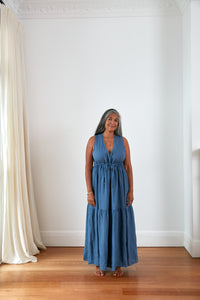 Cascade linen maxi dress