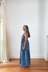 Cascade linen maxi dress