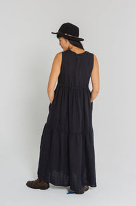 Cascade linen maxi dress