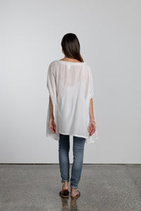 Giselle hand crafted silk/cotton pin tuck top