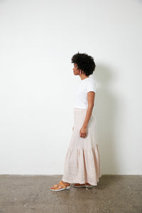 Maxi skirt with frayed hem