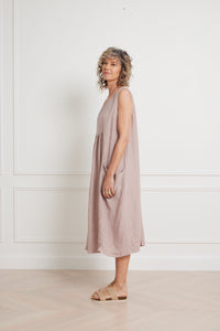 Alize linen sleeveless dress with deep pockets