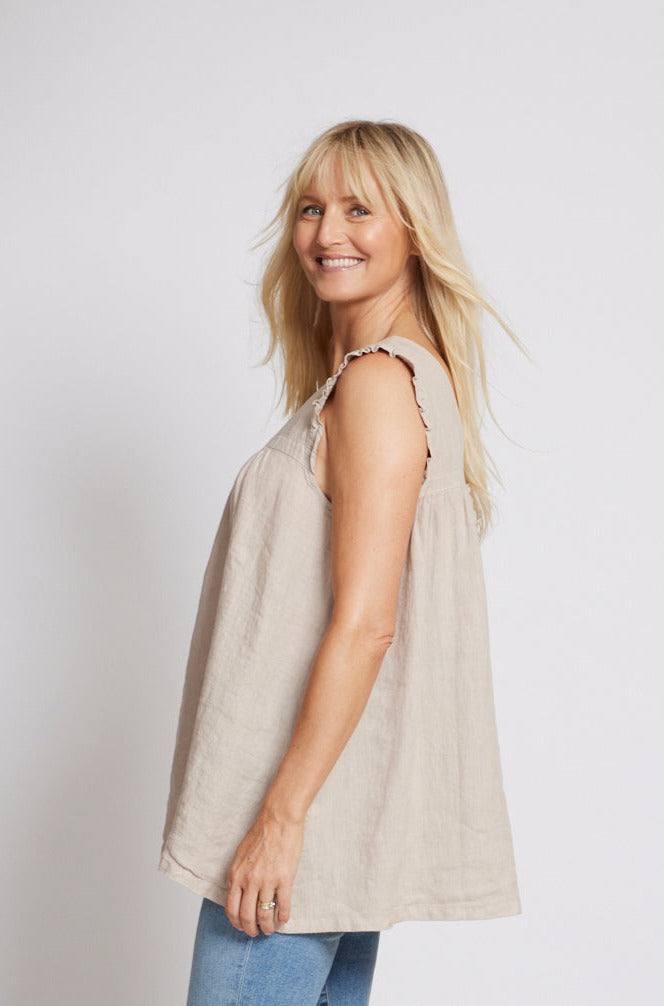 Linen Swing Top, Embroidered Cami Top, Linen Cami Top, Camisole