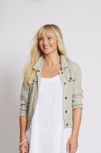 Sabine linen jean style long sleeve jacket