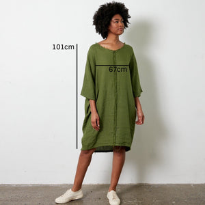 Pascal linen shift dress with distressed hem