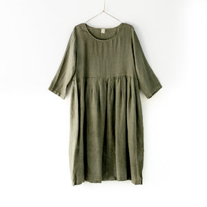 Montaigne European Linen baggy dress - Khaki