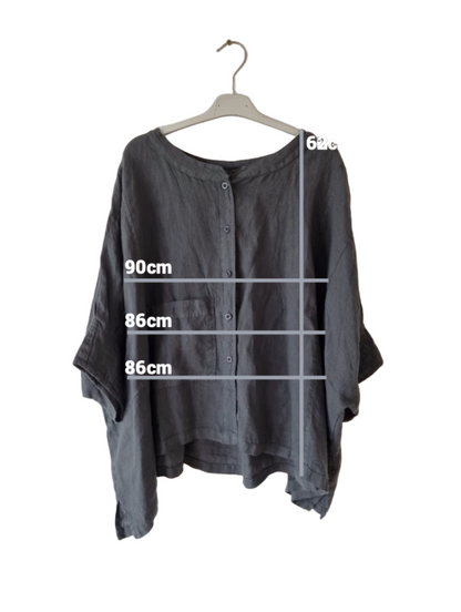 montaigne Agathe Short Sleeve Linen Top Petrol2