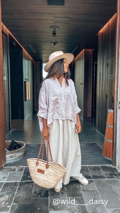 Montaigne Agathe Short Sleeve Linen Top Rose